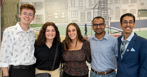 A group of students at the 2023 Welcome and Pinning Ceremony reception